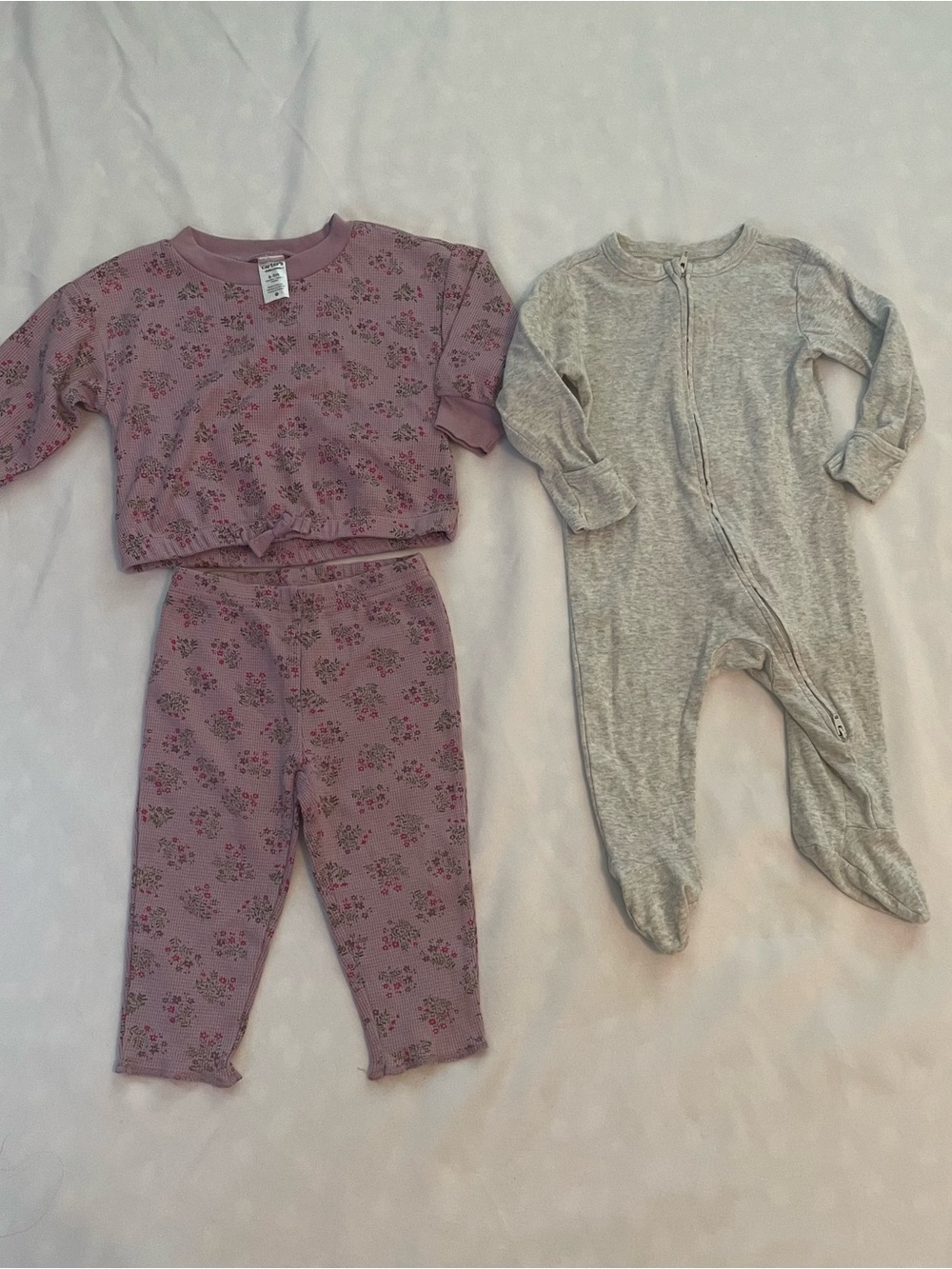 Carter's/Old Navy Pink Purple Gray Mix Baby Outfits, Sizes 6-9, 9, and 12 Months - Picture 2 of 9